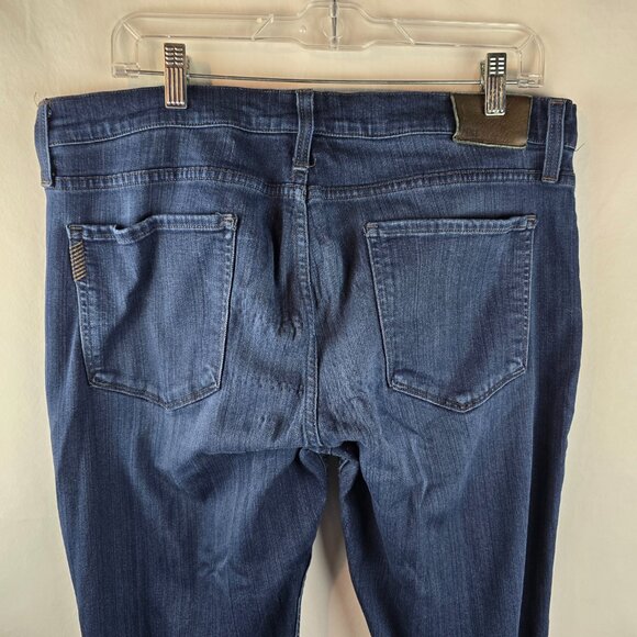 Paige Jeans Mens 34x27 Blue Denim Federal Slim Straight Dark Wash Stretch Damage - Picture 9 of 14